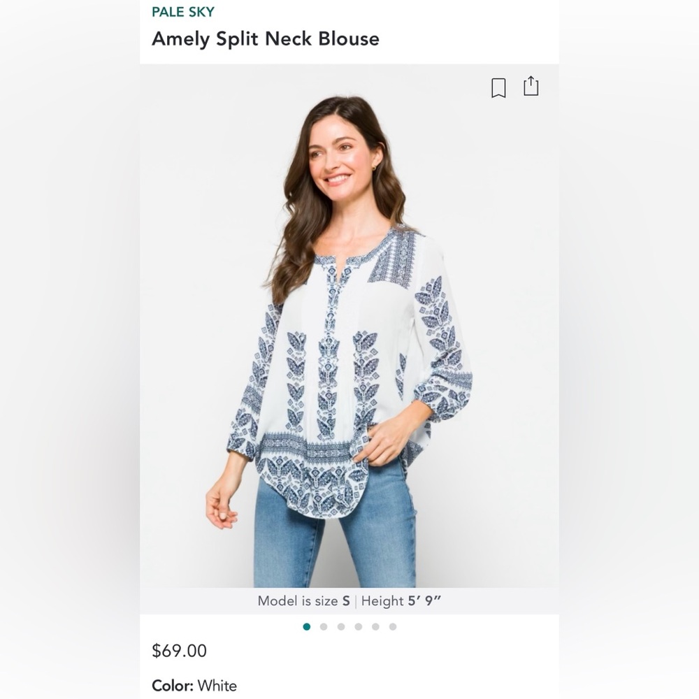 NWT Pale Sky Daniel Rainn Amely Split Neck Top